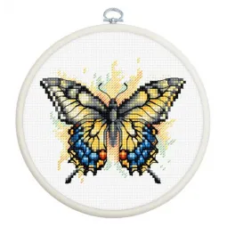 Kit de point de croix compté avec cercle inclus "Swallowtail Butterfly"  9x8cm SBC101