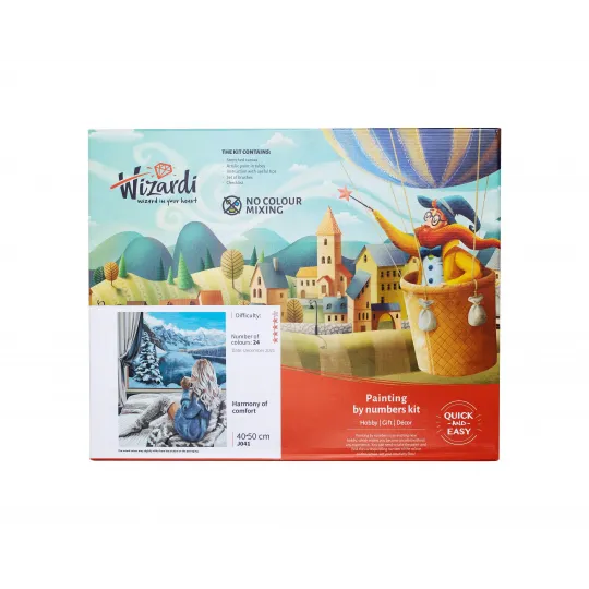 SALE (Auslaufartikel) Wizardi Malen nach Zahlen Set Hasen im Winterwald 40x50 cm L018