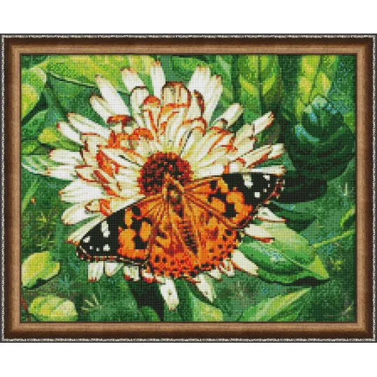 (Eingestellt) Diamond Painting Kit Schmetterling auf der Blume 50х40 cm AZ-1205