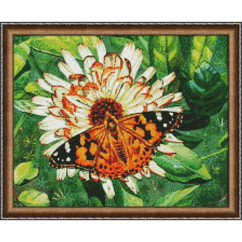 (Eingestellt) Diamond Painting Kit Schmetterling auf der Blume 50х40 cm AZ-1205