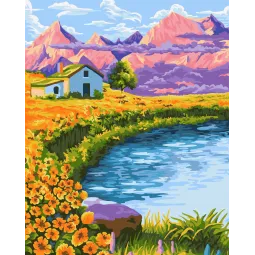 Wizardi paveikslėlių pagal skaičius rinkinys Rožinis saulėlydis 40x50 cm A087
