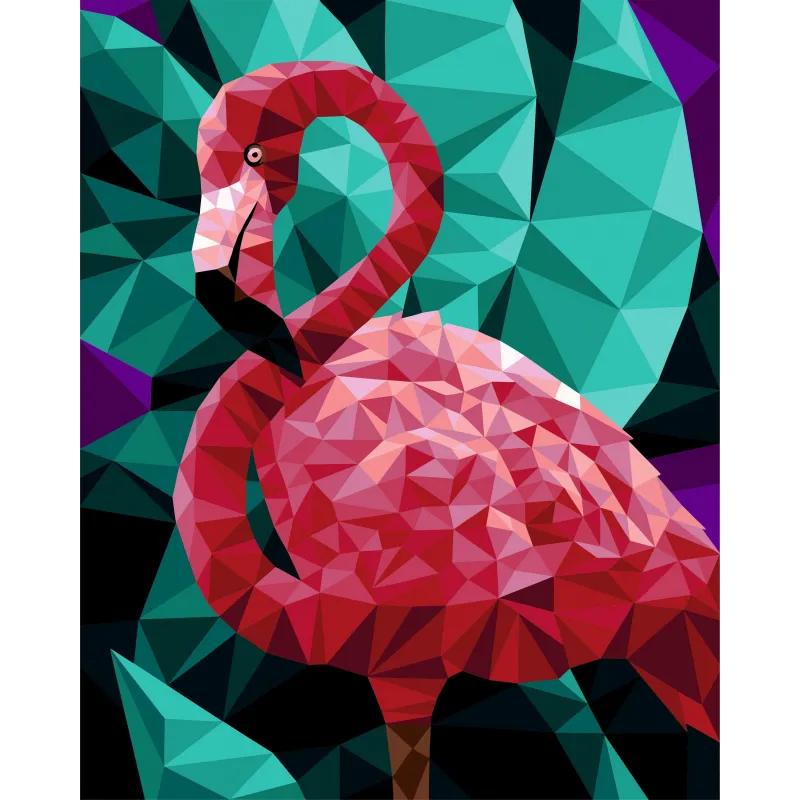 Kit de peinture par numéros. P005 Flamant rose (style polygonal) 40*50