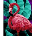 Piešimo pagal skaičius rinkinys. P005 Flamingo (daugiakampio stiliaus) 40*50