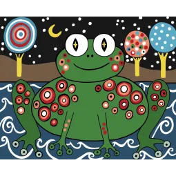 Wizardi painting by number kit. Frog 16x13 cm MINI004