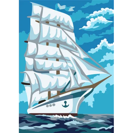 Wizardi painting by number kit. Snow-white sails 13x16 cm MINI112