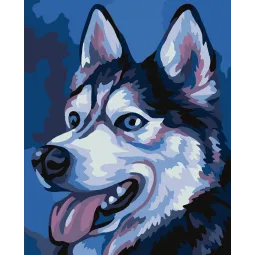 Wizardi painting by number kit. Husky 13x16 cm MINI072