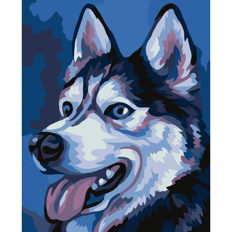 Wizardi Malen nach Zahlen Set. Husky 13x16 cm MINI072