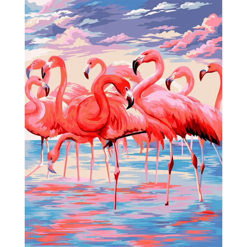 Wizardi Painting by Numbers Kit Pink Lake 40x50 cm H112