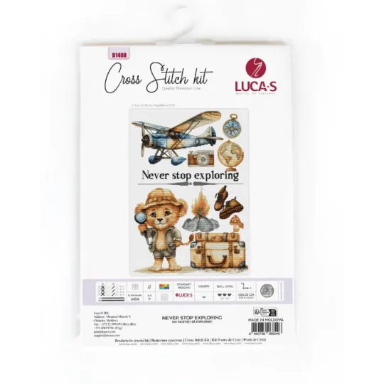 Kit de point de croix compté "Never Stop Exploring" 25x35cm SB1408
