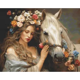 Kit de point de croix compté « La fée des fleurs » 44x35cm SB620