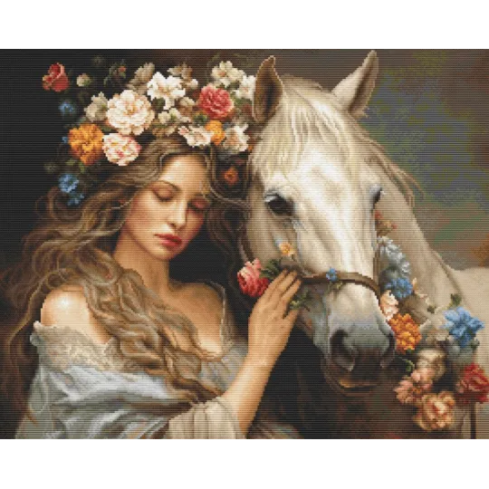Kit de point de croix compté « La fée des fleurs » 44x35cm SB620