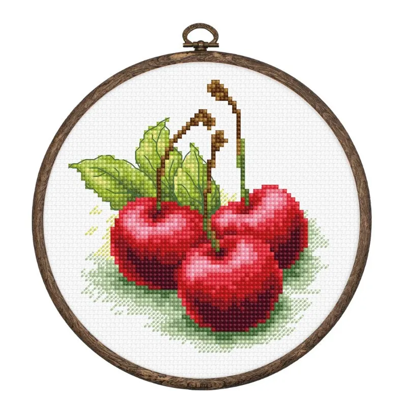 Siuvinėjimo kryželiu rinkinys su lankeliu "Vyšnios" 10x10cm SBC103