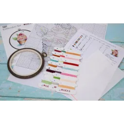 Cross stitch Kit with Hoop Included "Cherry Ice Cream" 8x9cm SBC104