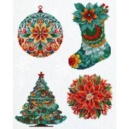 Christmas Toys on the plastic canvas "Christmas Decorations" 10x15cm SJK042