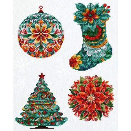 Weihnachtsspielzeug auf Plastik-Canvas "Weihnachtsdekoration" 10x15cm SJK042