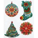 Jouets de Noël sur la toile plastique "Décorations de Noël" 10x15cm SJK042