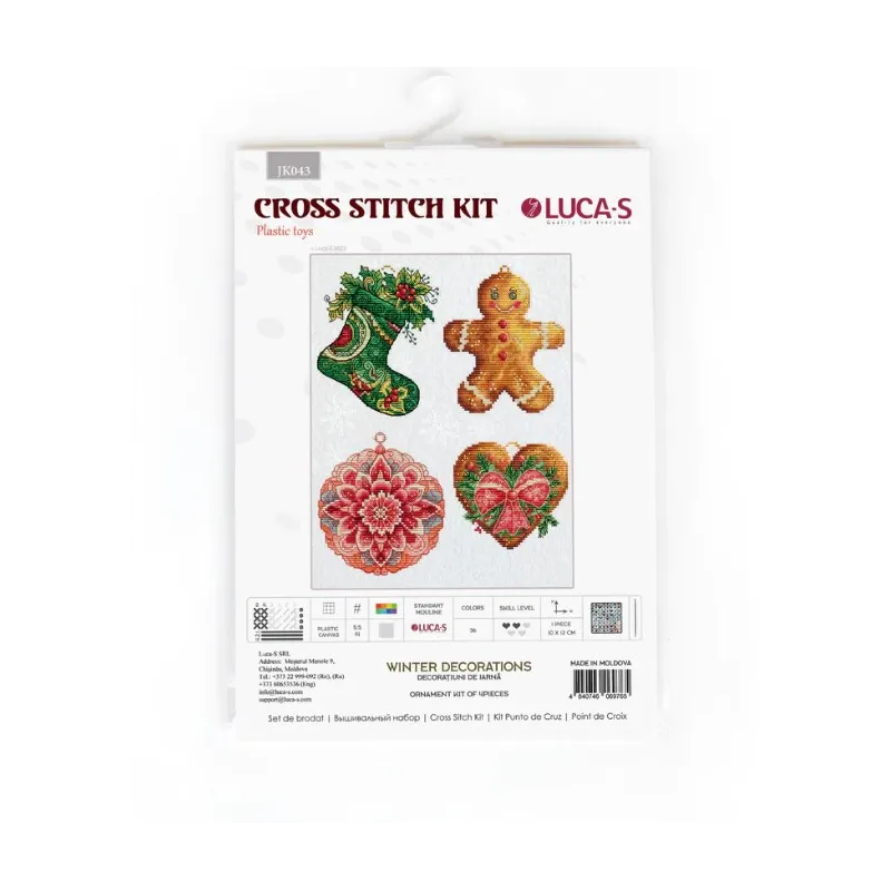 Jouets de Noël sur la toile plastique "Décorations d'hiver" 10x12cm SJK043