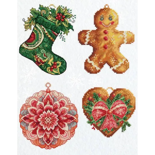 Jouets de Noël sur la toile plastique "Décorations d'hiver" 10x12cm SJK043
