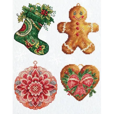 Jouets de Noël sur la toile plastique "Décorations d'hiver" 10x12cm SJK043