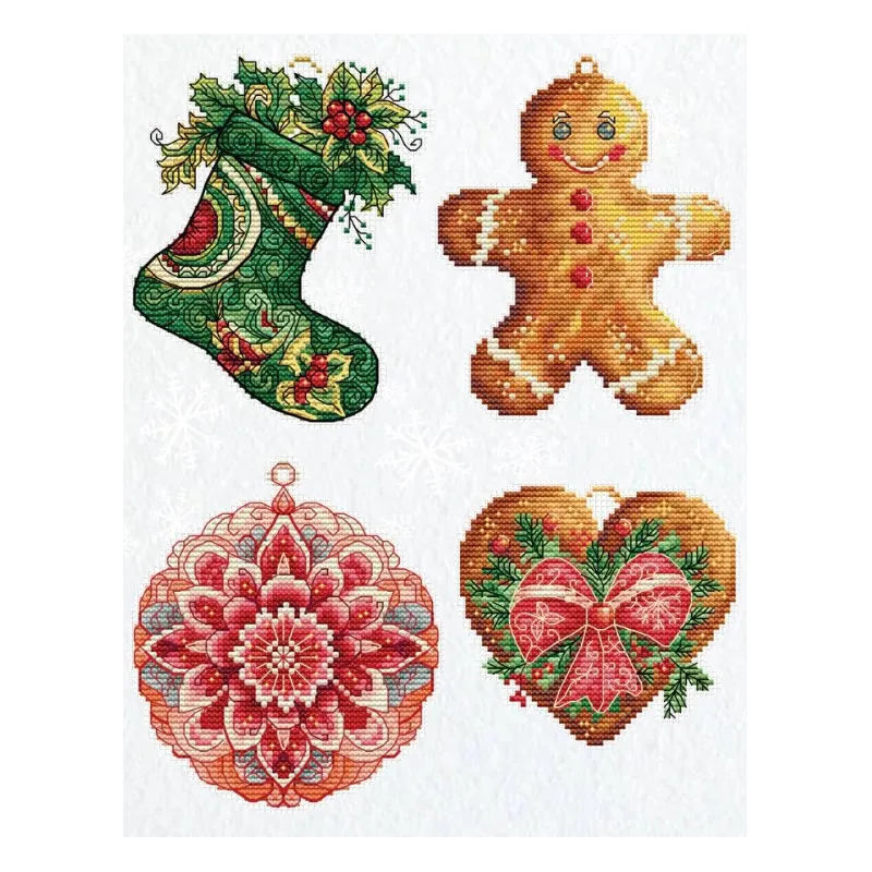 Jouets de Noël sur la toile plastique "Décorations d'hiver" 10x12cm SJK043