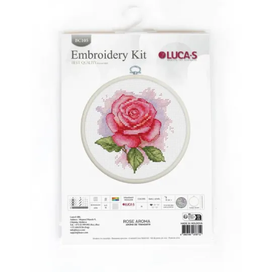 Cross stitch Kit with Hoop Included "Rose Aroma" 9 x 9.5 cm SBC105