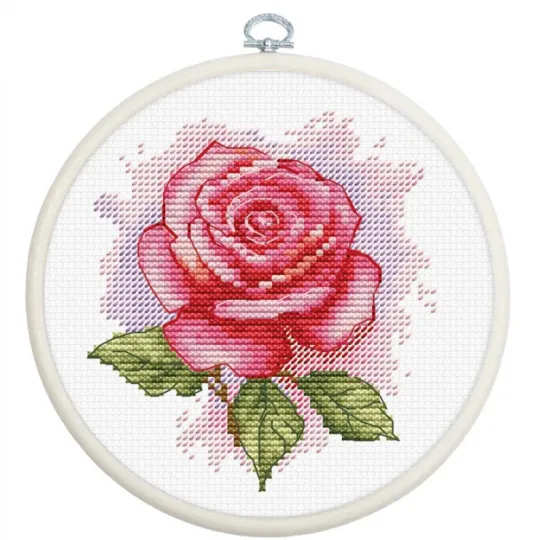 Cross stitch Kit with Hoop Included "Rose Aroma" 9 x 9.5 cm SBC105