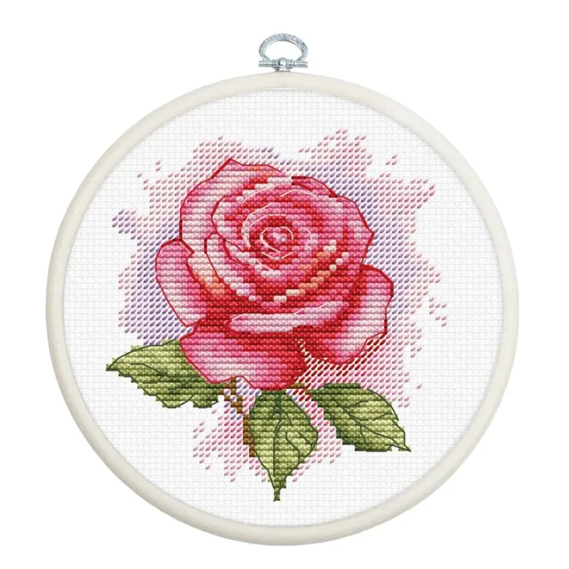 Cross stitch Kit with Hoop Included "Rose Aroma" 9 x 9.5 cm SBC105