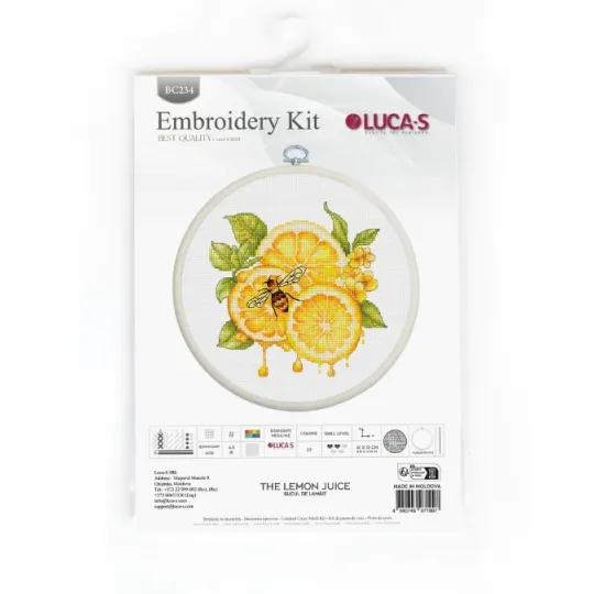 Kreuzstich-Set mit im Lieferumfang enthaltenem Reifen "The Lemon Juice" 12 x 12 cm SBC234