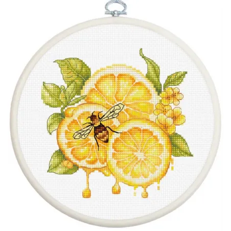 Kit point de croix avec cerceau inclus "Le jus de citron" 12 x 12 cm SBC234