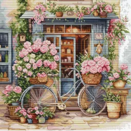 Counted cross stitch kit "Flowers Shop" 32 x 32 cm SBU5044