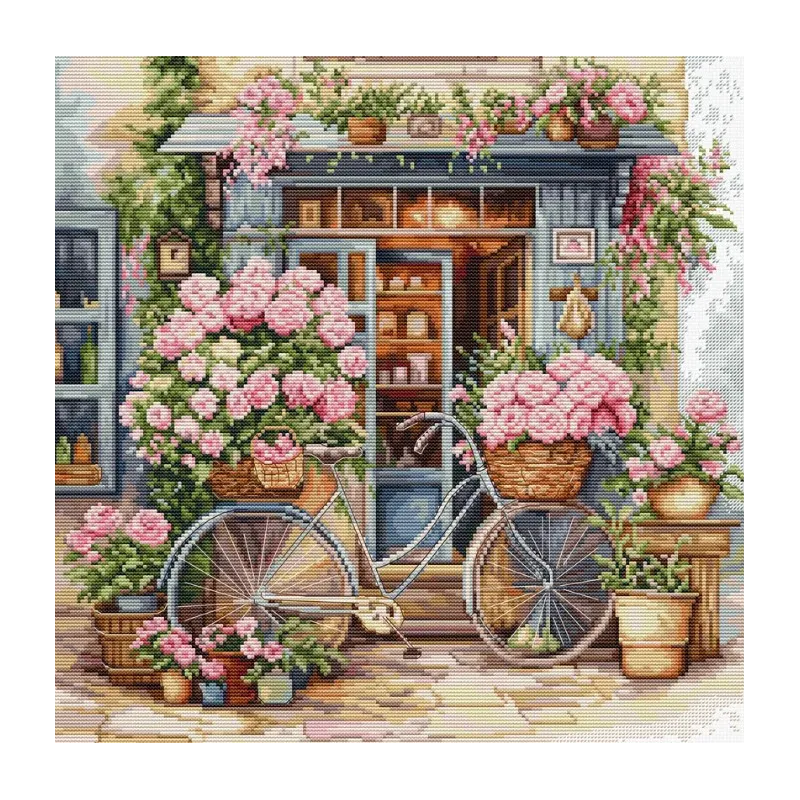 Kit au point compté "Boutique de fleurs" 32 x 32 cm SBU5044