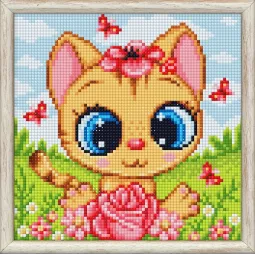 Kit de peinture diamant "Chat dans les fleurs" 20*20 cm AM1946