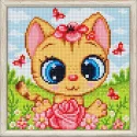 Diamant-Malset „Katze in Blumen“ 20*20 cm AM1946