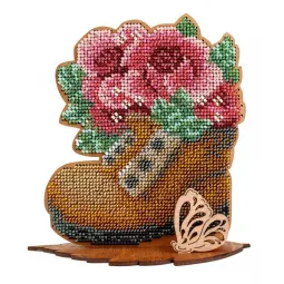 Broderie perlée sur base en bois "Beauté du jardin" SO-097