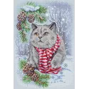 Cross stitch kit "Winter Cat" 19x28cm SLETIL8997