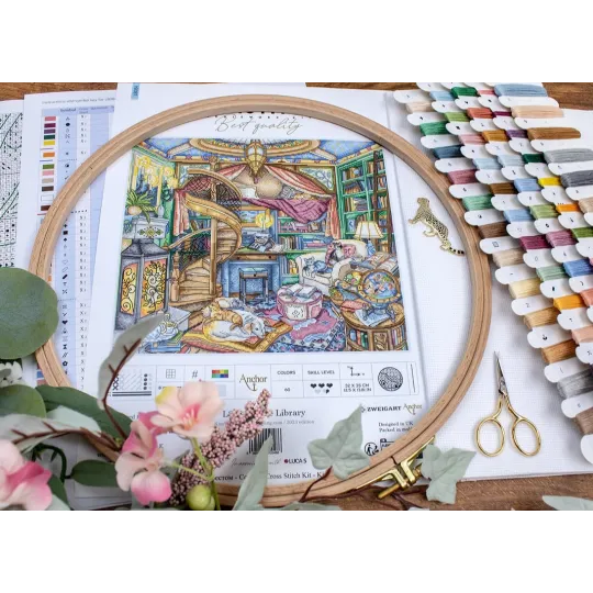 Counted cross stitch kit "Home Library"  35x32cm SLETIL8084