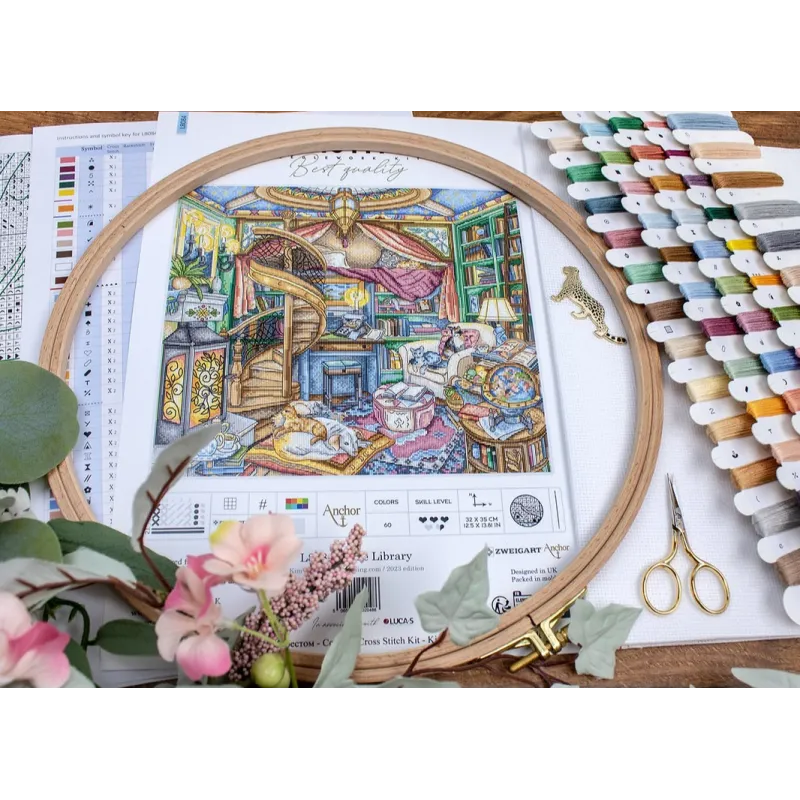 Counted cross stitch kit "Home Library"  35x32cm SLETIL8084