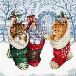 Kit de point de croix compté "Snowy Kitties" 24x24cm SLETIL8087