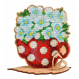 Beaded embroidery on wooden base "Unusual composition" SO-098