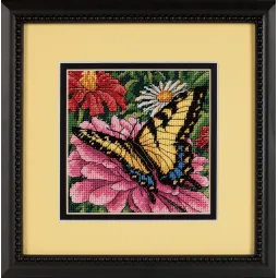 Kit de point de croix "Papillon sur Zinnia" D07232