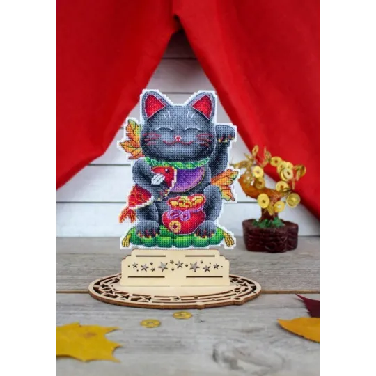 Siuvinėjimo kryželiu rinkinys "Black maneki-neko" SR-920