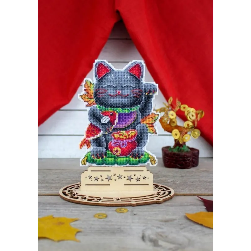 Cross stitch kit "Black maneki-neko" SR-920