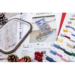 Набор для вышивания крестиком «Зимний домик-чулок» 24,5x37см SLETIL8085