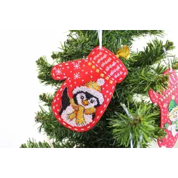 (S) Moufle de Noël en feutre "Pingouin" ST-974