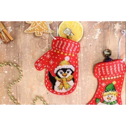 (S) Moufle de Noël en feutre "Pingouin" ST-974