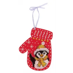 (S) Moufle de Noël en feutre "Pingouin" ST-974