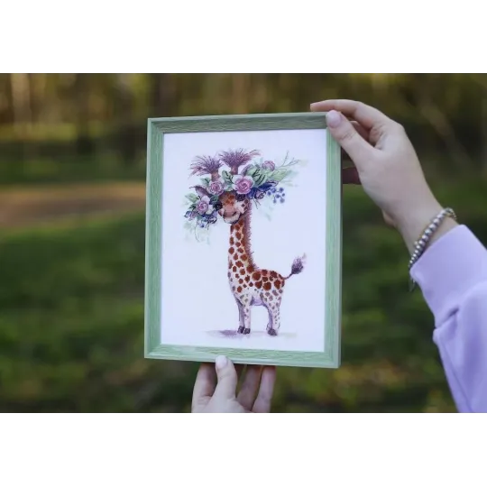 Cross stitch kit "Giraffe Rose" 12.3x18.5 cm S/VK073