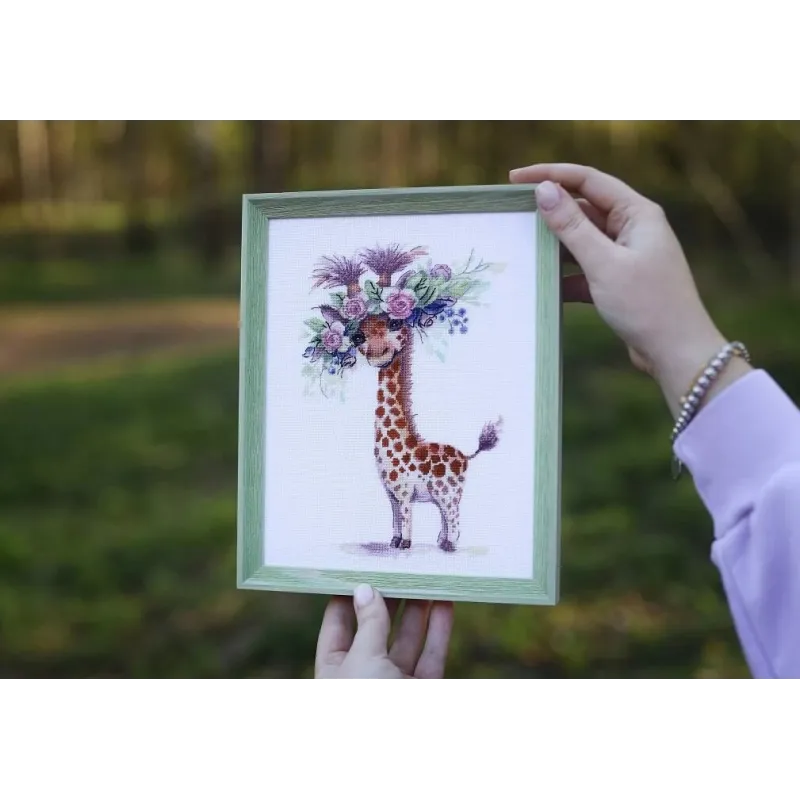 Cross stitch kit "Giraffe Rose" 12.3x18.5 cm S/VK073