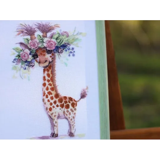 Cross stitch kit "Giraffe Rose" 12.3x18.5 cm S/VK073