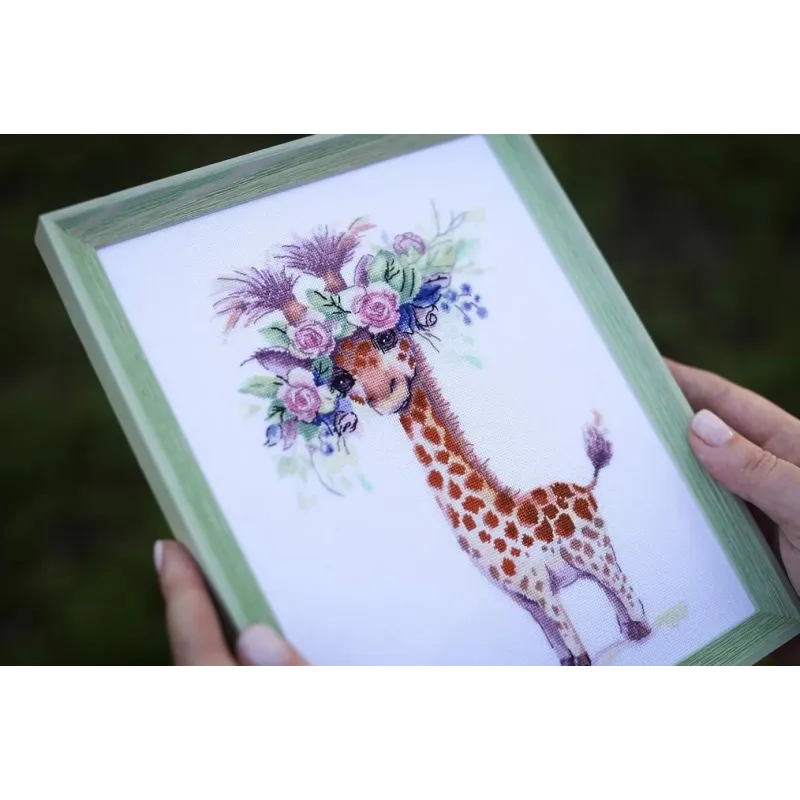 Kreuzstich-Set "Giraffe Rose" 12.3x18.5 cm S/VK073